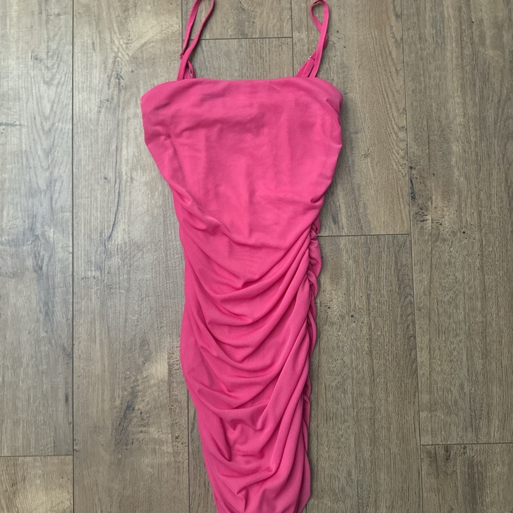 Forever 21 mini Pink rutched double lined Dress